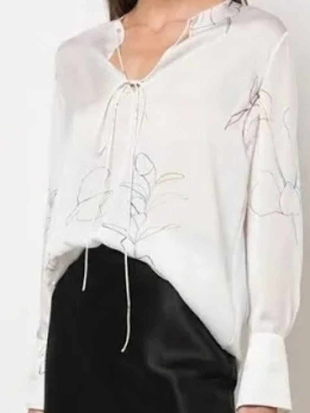 Theory Fluid Silk Tie-Neck Tunic